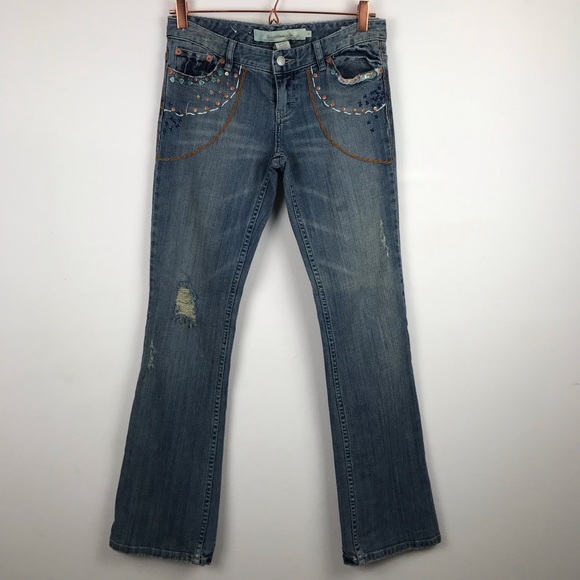 Vintage Calvin Klein Embroidered Heart Y2K Flare Jeans 28 - Picture 2 of 8